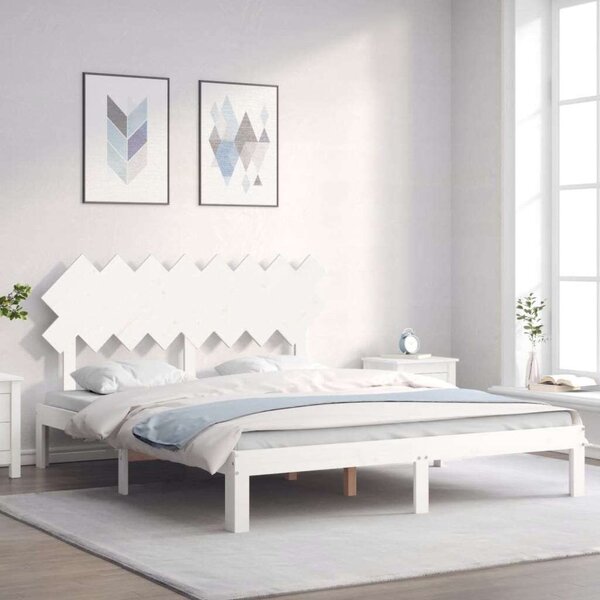 VidaXL Fehér Tömörfa Ágykeret - 160x200 cm