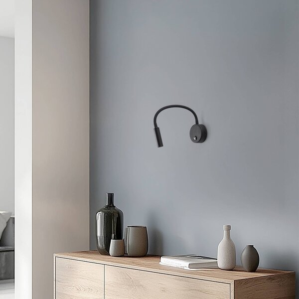 TK Lighting Lagos fali lámpa, 45 cm, fekete, olvasólámpa, állítható, G9, Fekete, Hálószoba, fém, Modern