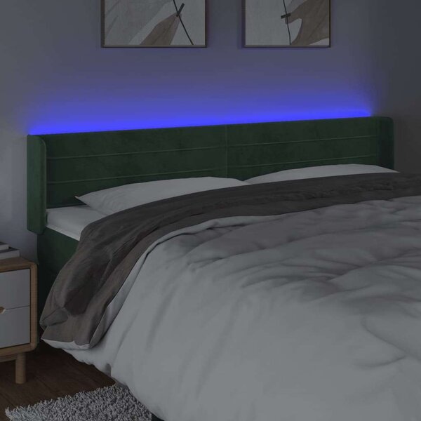 VidaXL LED-es Bársony Ágyfejtámla - Sötétzöld - 183cm