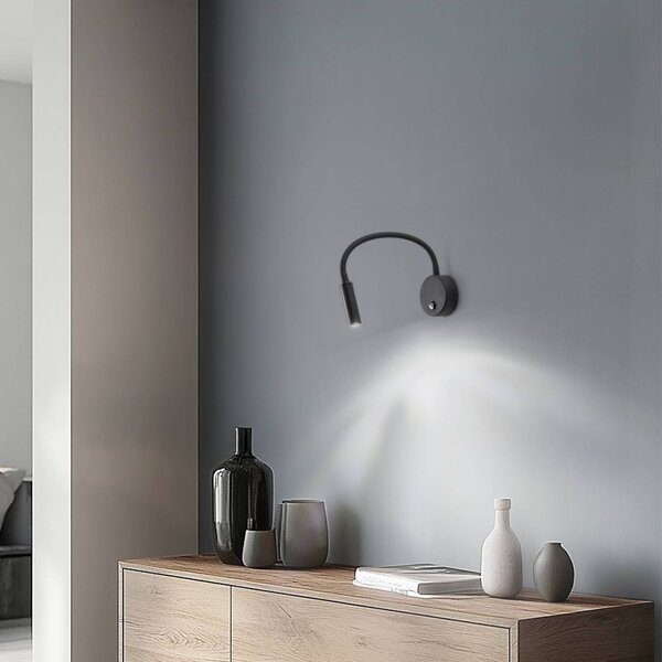 TK Lighting Lagos fali lámpa, 45 cm, fekete, olvasólámpa, állítható, G9, Fekete, Hálószoba, fém, Modern