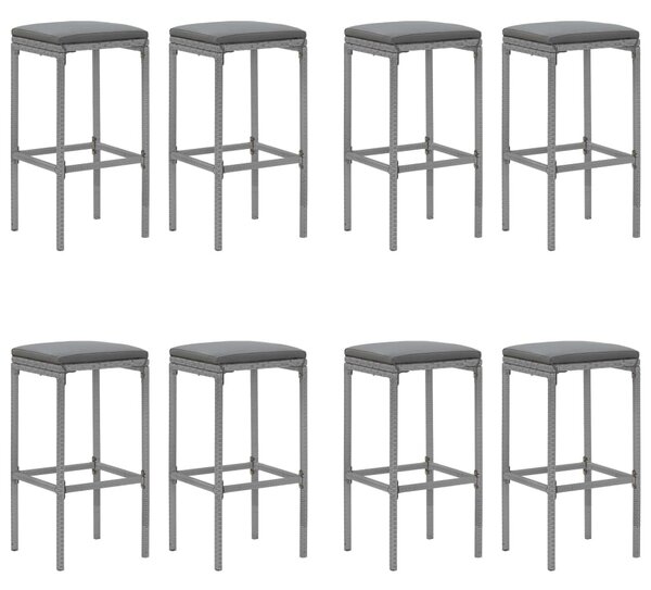 9 részes szürke polyrattan kerti bárszett párnával