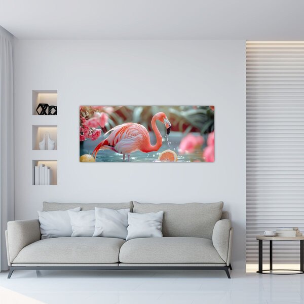 Kép - Flamingó a tóban (120x50 cm)