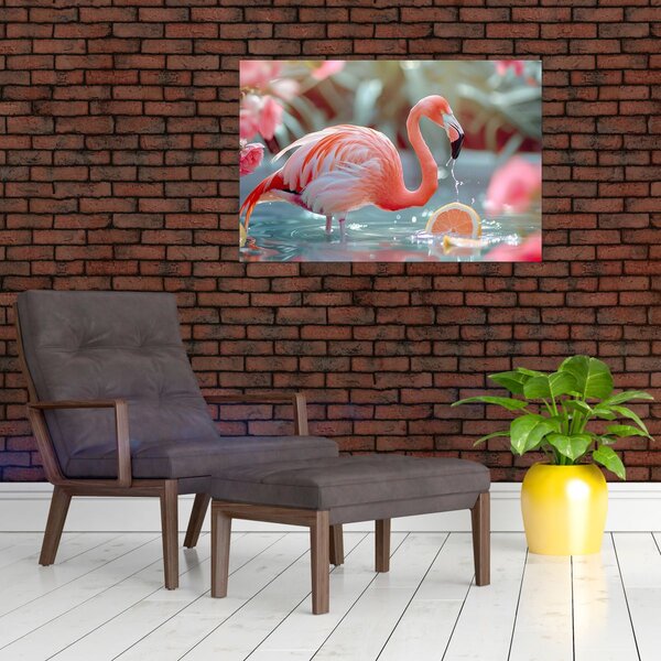 Kép - Flamingó a tóban (90x60 cm)