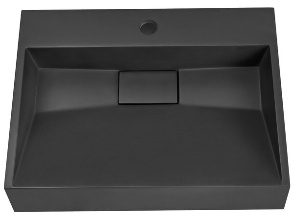 Falra szerelt mosdókagyló QUENKO Fekete 50 x 38 cm Műmárvány