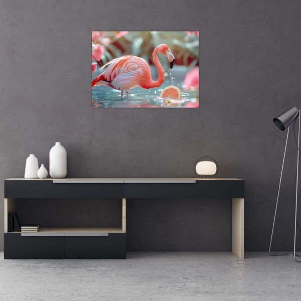 Kép - Flamingó a tóban (70x50 cm)