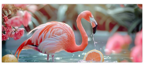 Kép - Flamingó a tóban (120x50 cm)