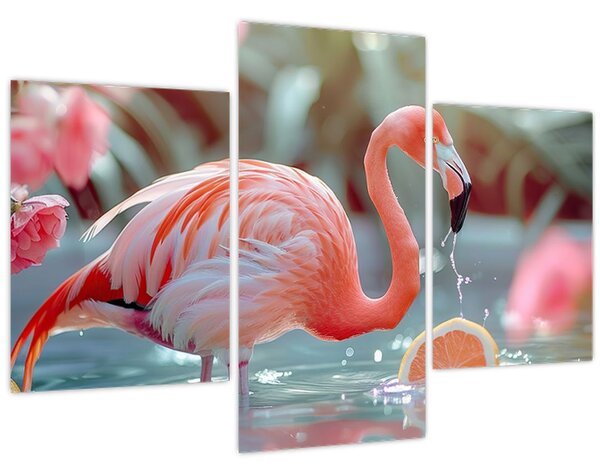 Kép - Flamingó a tóban (90x60 cm)