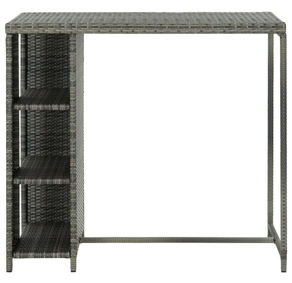 VidaXL szürke polyrattan bárasztal tárolópolccal 120 x 60 x 110 cm