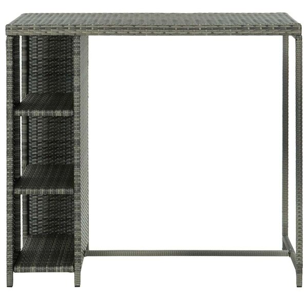 VidaXL szürke polyrattan bárasztal tárolópolccal 120 x 60 x 110 cm
