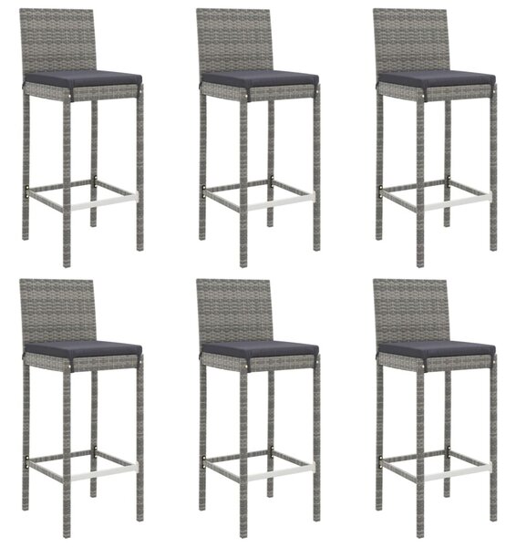 7 részes szürke polyrattan kerti bárszett párnákkal