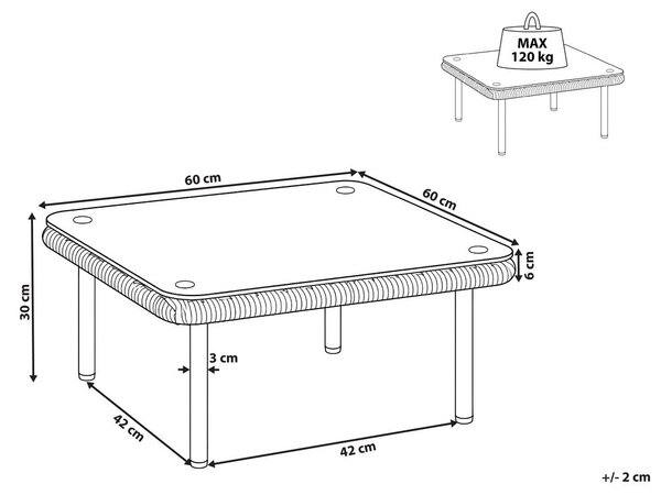 Dohányzóasztal BAUCINA 60 cm 60 cm Világosbarna