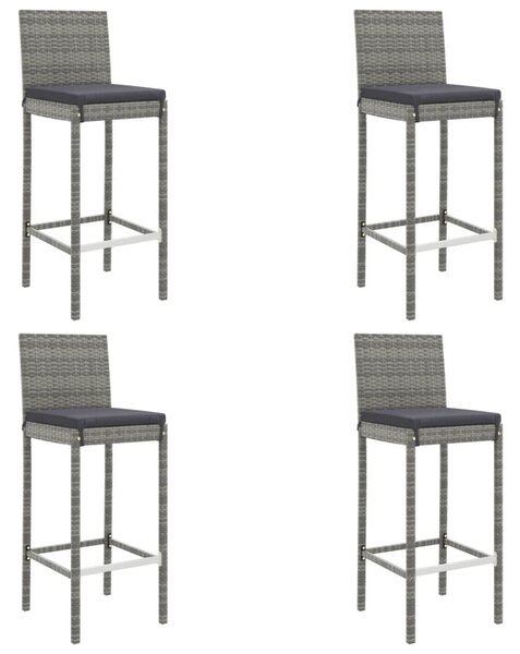 5 részes szürke polyrattan kerti bárszett párnákkal