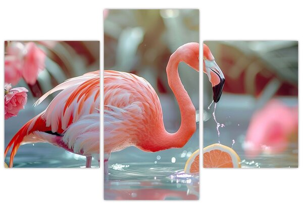 Kép - Flamingó a tóban (90x60 cm)