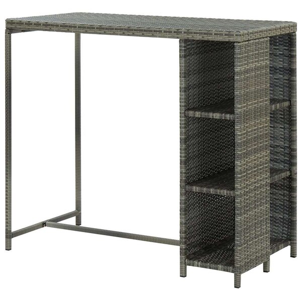 VidaXL szürke polyrattan bárasztal tárolópolccal 120 x 60 x 110 cm