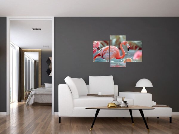 Kép - Flamingó a tóban (90x60 cm)