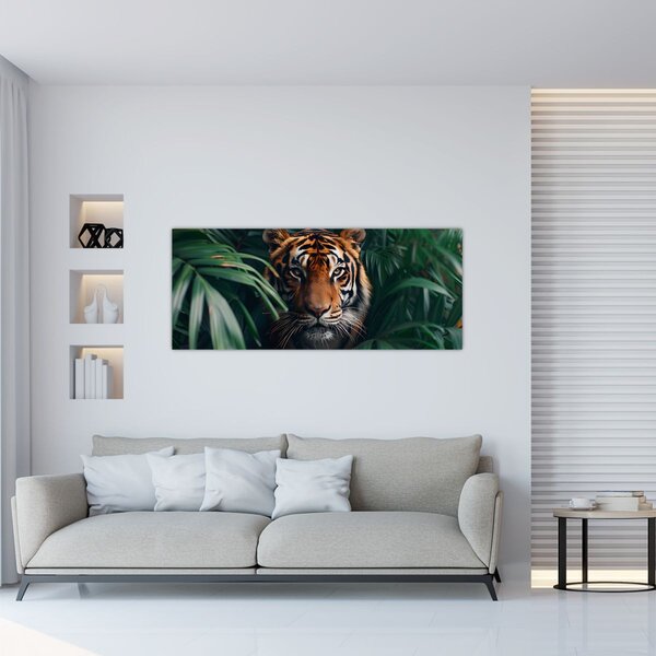 Kép - Egy tigris portréja a dzsungelben (120x50 cm)