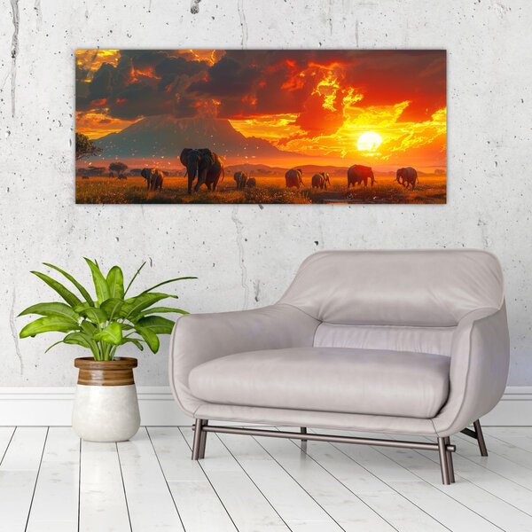 Kép - Elefántcsorda (120x50 cm)