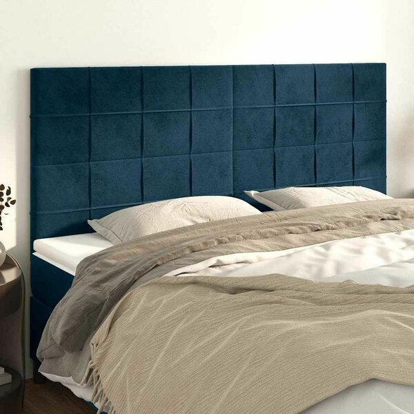 VidaXL 4 db sötétkék bársony fejtámla 80 x 5 x 78/88 cm