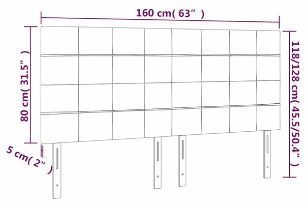 VidaXL 4 db sötétkék bársony fejtámla 80 x 5 x 78/88 cm