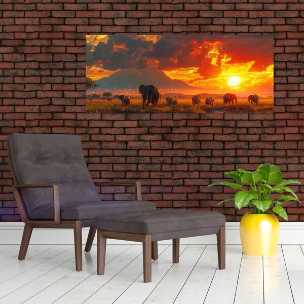 Kép - Elefántcsorda (120x50 cm)