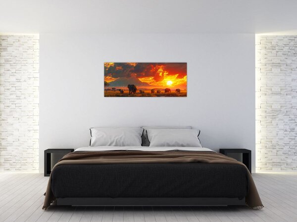 Kép - Elefántcsorda (120x50 cm)
