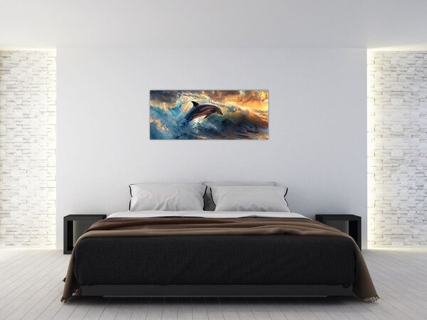 Kép - Delfin, illusztrációk (120x50 cm)