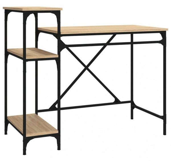 VidaXL Ipari Íróasztal Polcokkal - Sonoma Tölgy - 105x50x90 cm