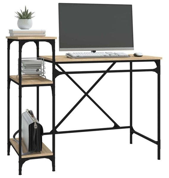VidaXL Ipari Íróasztal Polcokkal - Sonoma Tölgy - 105x50x90 cm