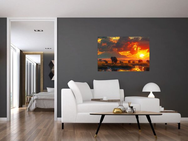 Kép - Elefántcsorda (90x60 cm)