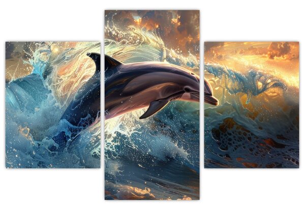 Kép - Delfin, illusztrációk (90x60 cm)