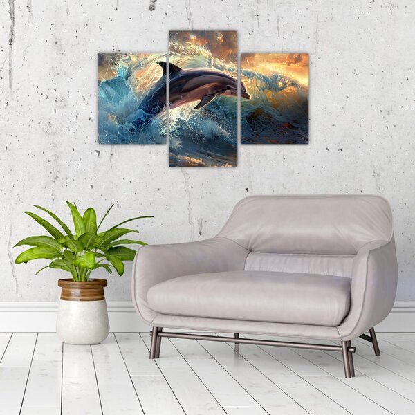 Kép - Delfin, illusztrációk (90x60 cm)