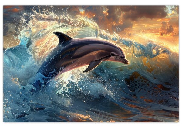 Kép - Delfin, illusztrációk (90x60 cm)