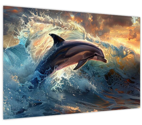 Kép - Delfin, illusztrációk (90x60 cm)
