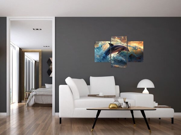 Kép - Delfin, illusztrációk (90x60 cm)