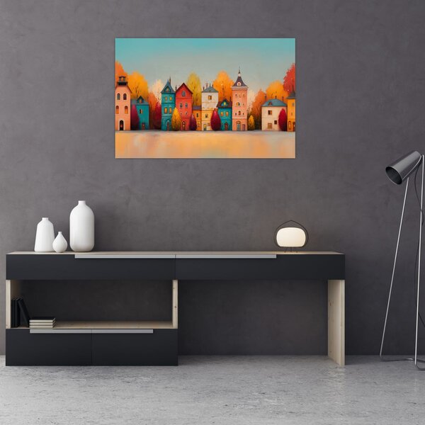 Kép - Őszi falu (90x60 cm)