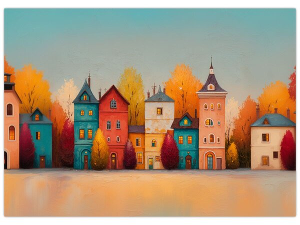 Kép - Őszi falu (70x50 cm)