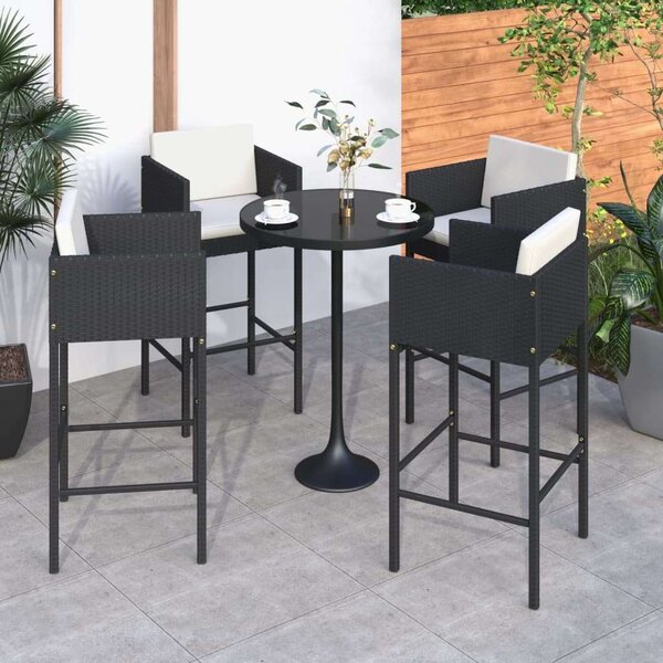 VidaXL Polyrattan Bárszék - 4 db - Fekete