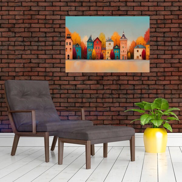 Kép - Őszi falu (90x60 cm)