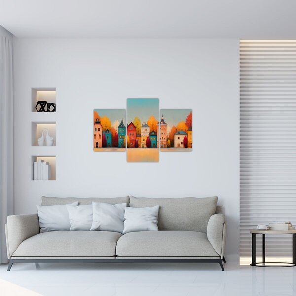 Kép - Őszi falu (90x60 cm)
