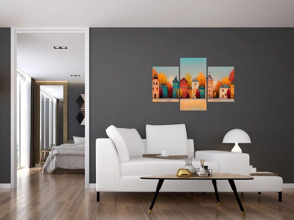 Kép - Őszi falu (90x60 cm)
