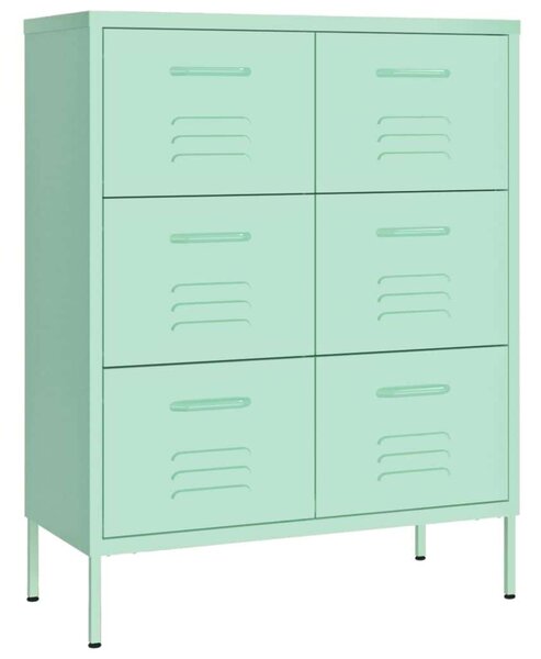VidaXL mentazöld acél fiókos szekrény 80 x 35 x 101,5 cm
