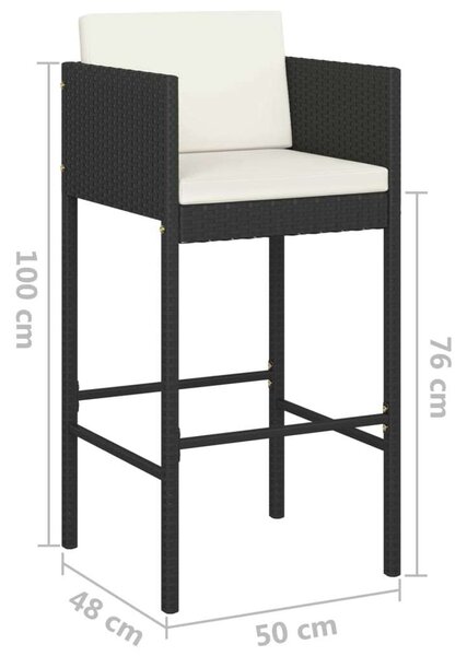 VidaXL Polyrattan Bárszék - 4 db - Fekete