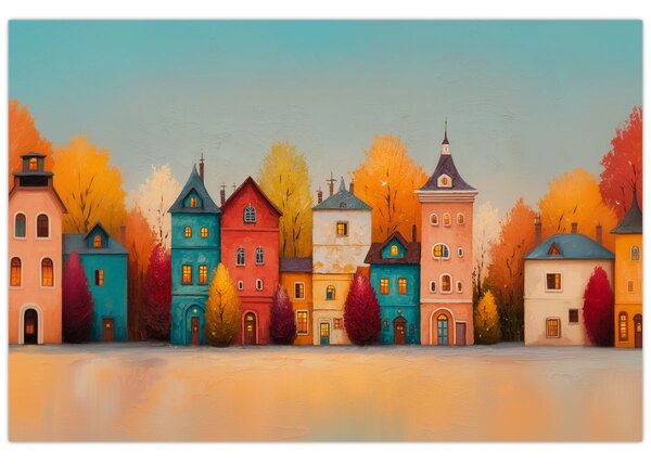 Kép - Őszi falu (90x60 cm)