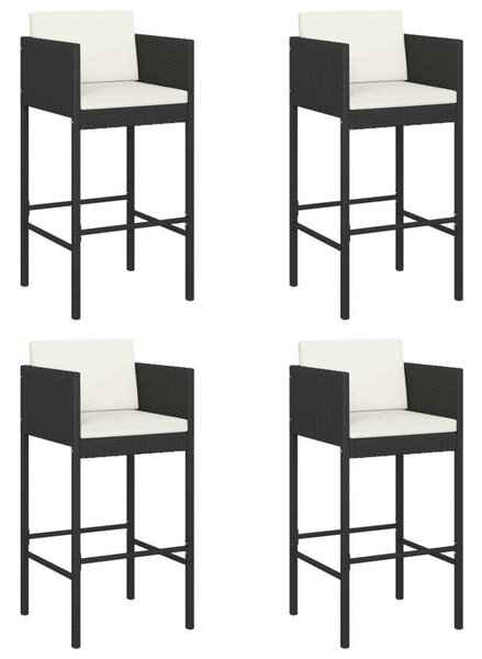 VidaXL Polyrattan Bárszék - 4 db - Fekete