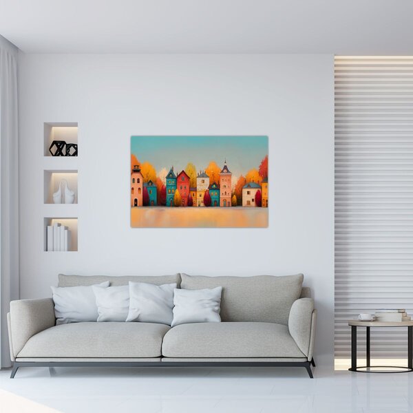 Kép - Őszi falu (90x60 cm)