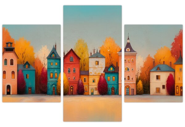 Kép - Őszi falu (90x60 cm)