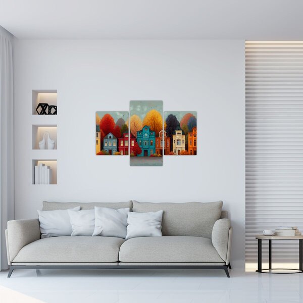 Kép - Festett őszi város (90x60 cm)