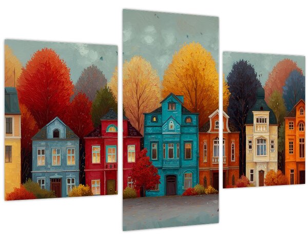 Kép - Festett őszi város (90x60 cm)