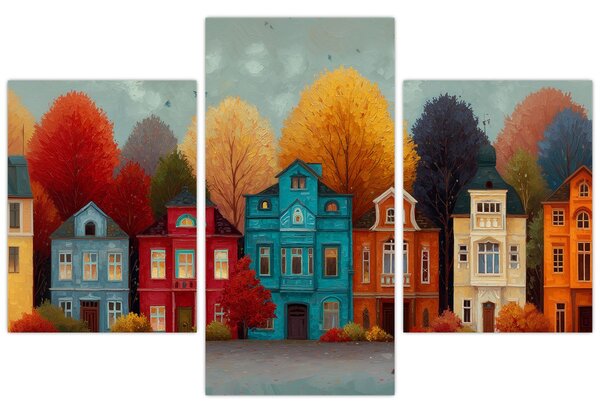 Kép - Festett őszi város (90x60 cm)