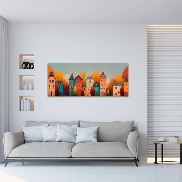 Kép - Őszi falu (120x50 cm)
